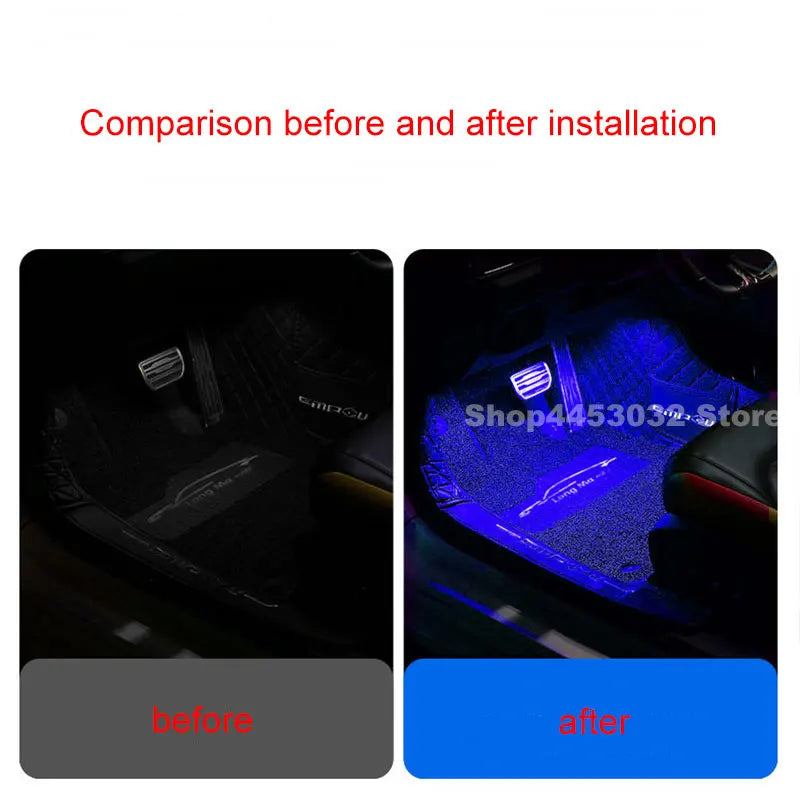 Car Foot Ambient Light RGB Led Lamp Usb For Chevrolet Avalanche 1500 Camaro Cruze Cobalt Wireless Remote APP Control Accessories