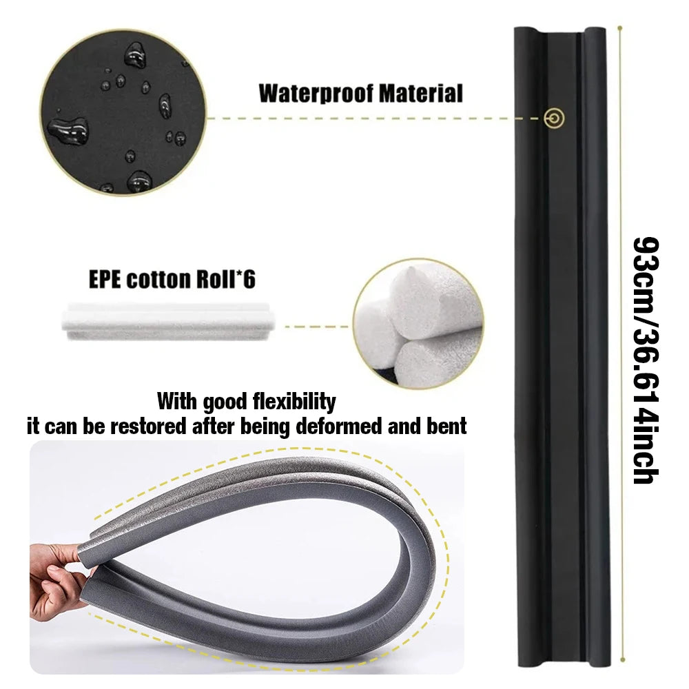 93*10cm Waterproof Seal Strip Draught Excluder Stopper Door Bottom Guard Double Silicone Rubber Seal Dustproof Soundproof