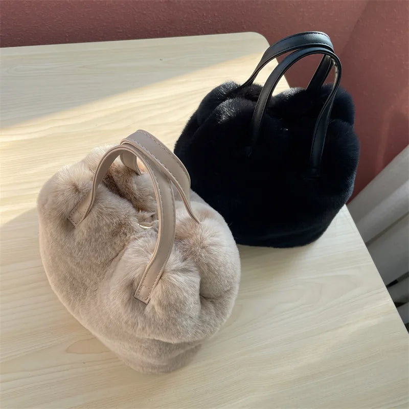 2023 NEW Womens Bag Trend Crossbody Bags Luxury Designer Plush Faux Fur Shopper Female Handbag Furry Shoulder Tote Cute Purses