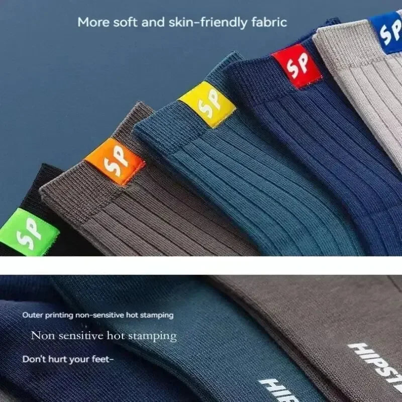 5 Pairs Men's Socks Mid-Calf Socks Warm Socks Long Sweat-Absorbing Breathable Socks Trendy Versatile Fall And Winter Sports Sock