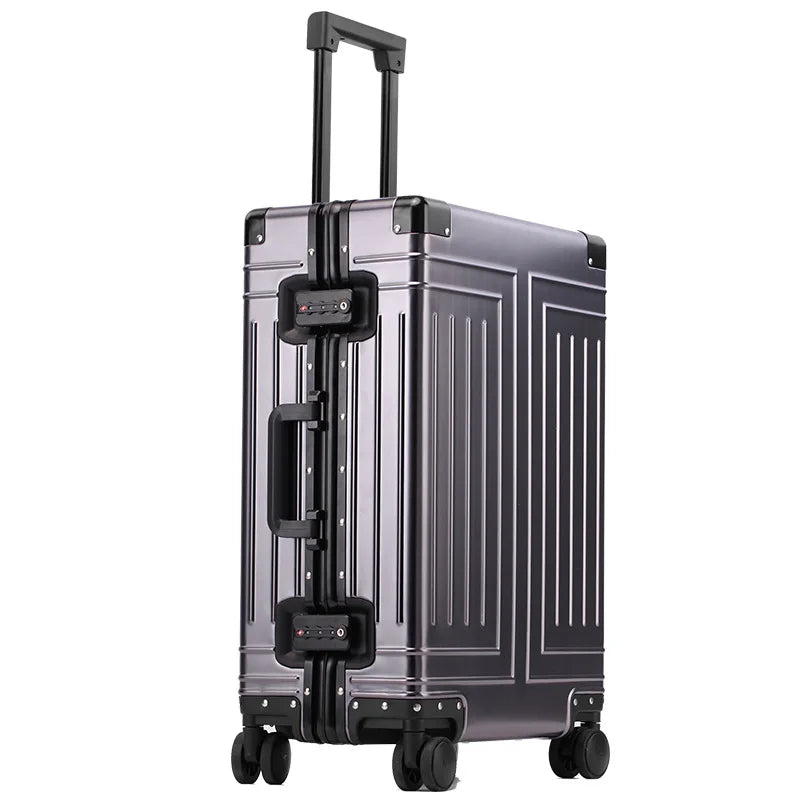 2024 Capacity Durable Luggage Sets 100% Aluminum Suitcase Wheels Women Girl Men Cabin Carry-On Boarding Travel 20/24/26/28