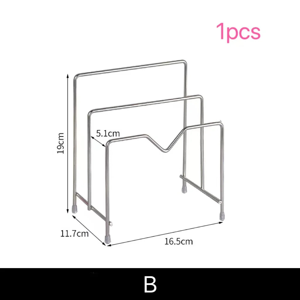 1pcs Kitchen Stainless Steel Chopping Board Rack Drain Rack Pot Lid Storage Rack Kitchen Multifunctional Storage Rack