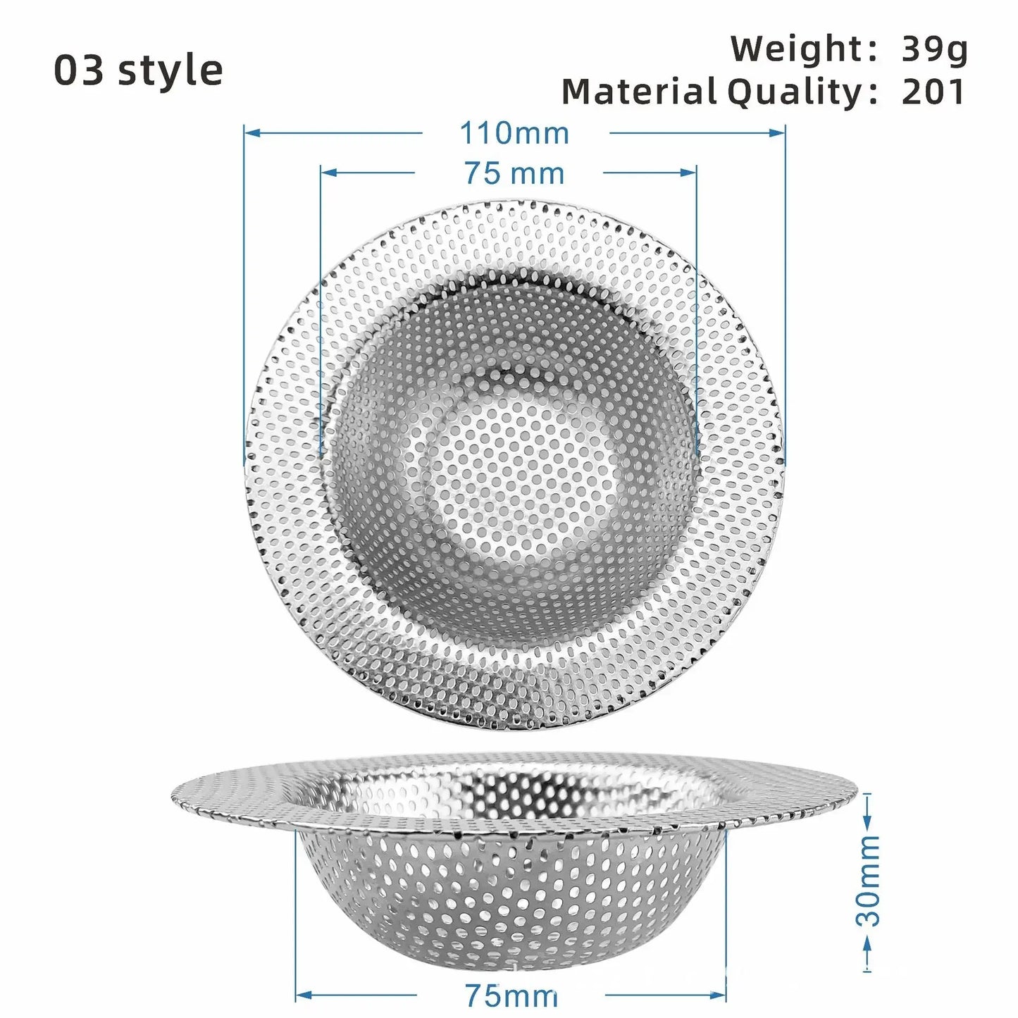 1PCS Kitchen Sink Filter Stainless Steel Mesh Sink Strainer Filter Bathroom Sink Strainer Drain Hole Filter Trap Waste Screen