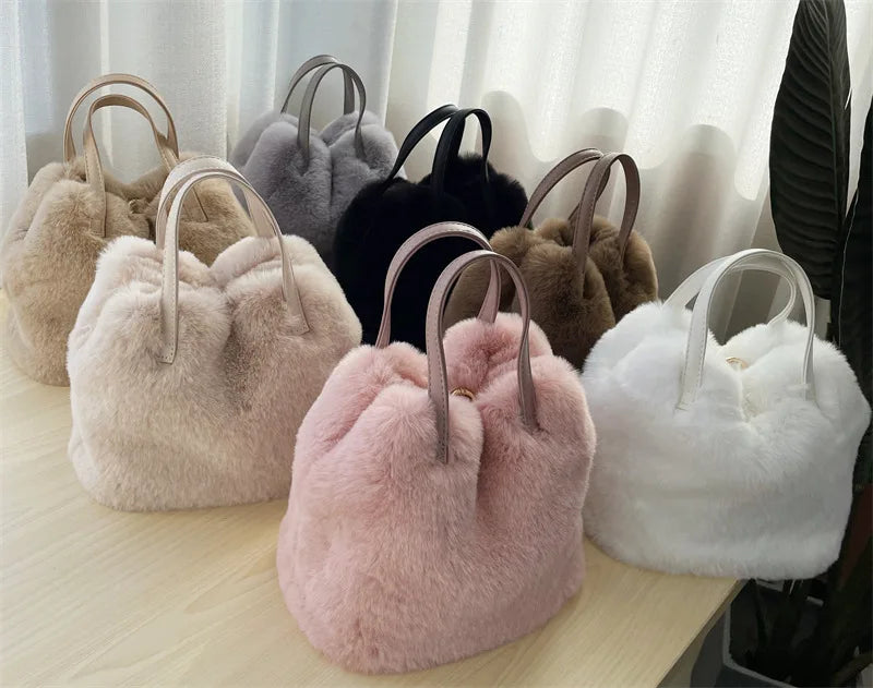 2023 NEW Womens Bag Trend Crossbody Bags Luxury Designer Plush Faux Fur Shopper Female Handbag Furry Shoulder Tote Cute Purses