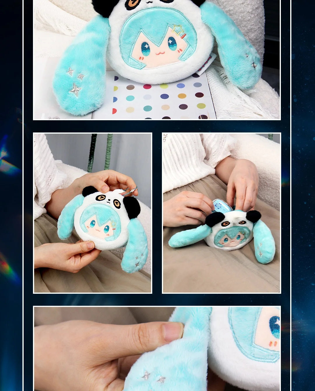 2024 New Genuine Vocaloid Hatsune Miku 2d Cute Sleep Doll panda Headphone Bag Kawaii Two-Dimensional Girls Birthday Gift