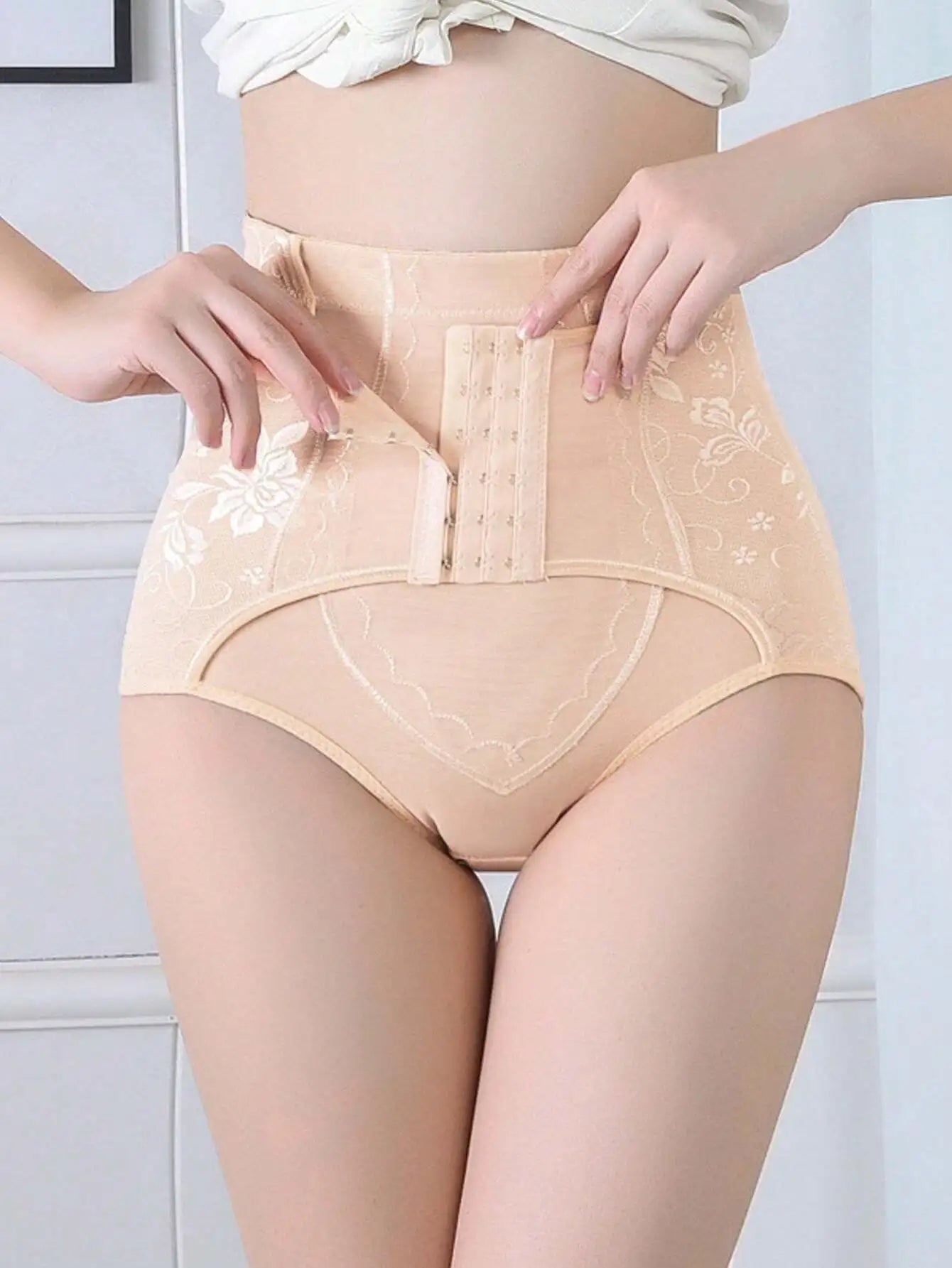 1pc Lace Shapewear, High Waist Tummy Control Panties, Breathable Mesh Slimming Underwear, Butt Lifter Body Shaper