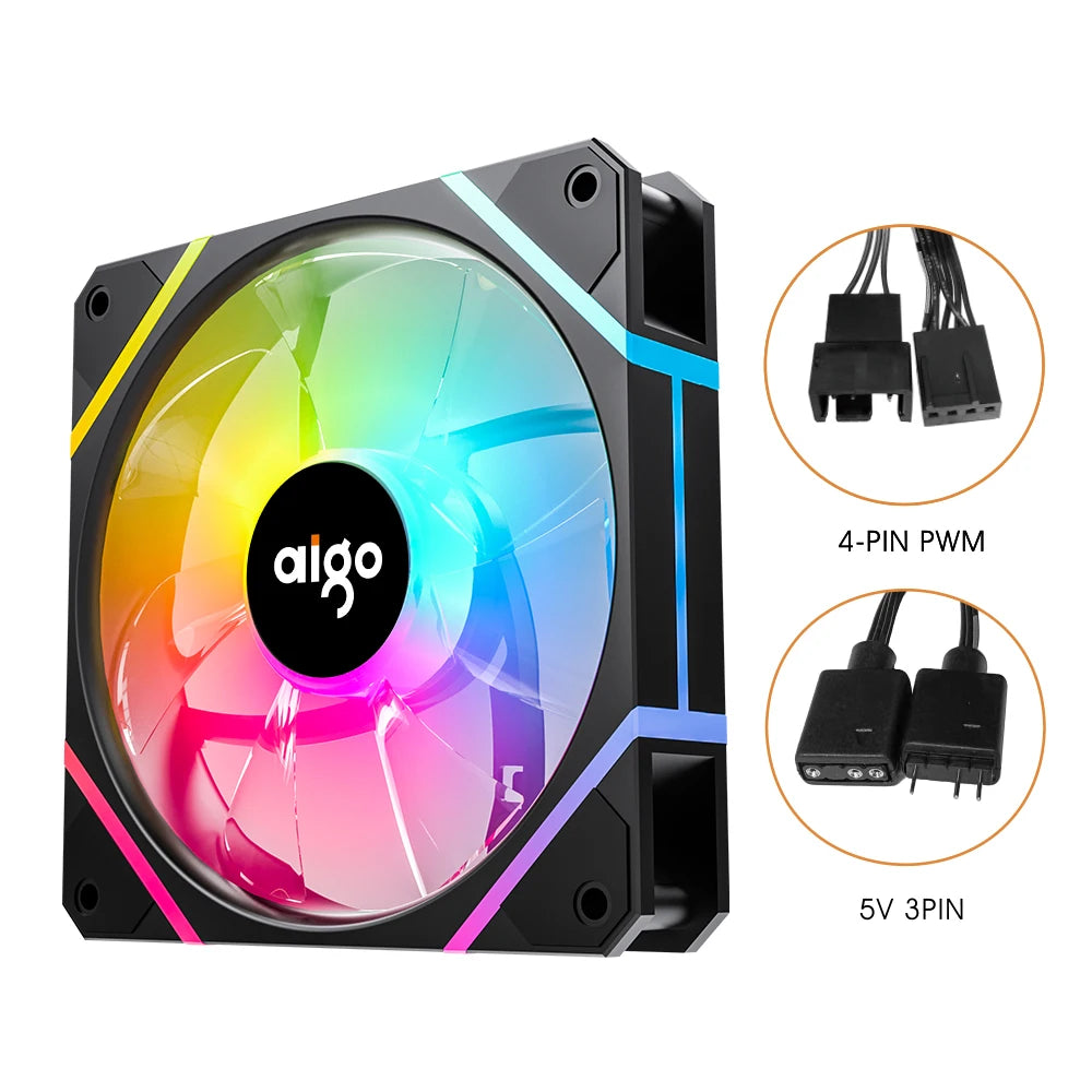 Aigo AM12PRO Rgb Fan Ventoinha PC 120mm Computer Case Fan Kit Water Cooler 4pin PWM CPU Cooling Fans 3pin5v argb 12cm Ventilador