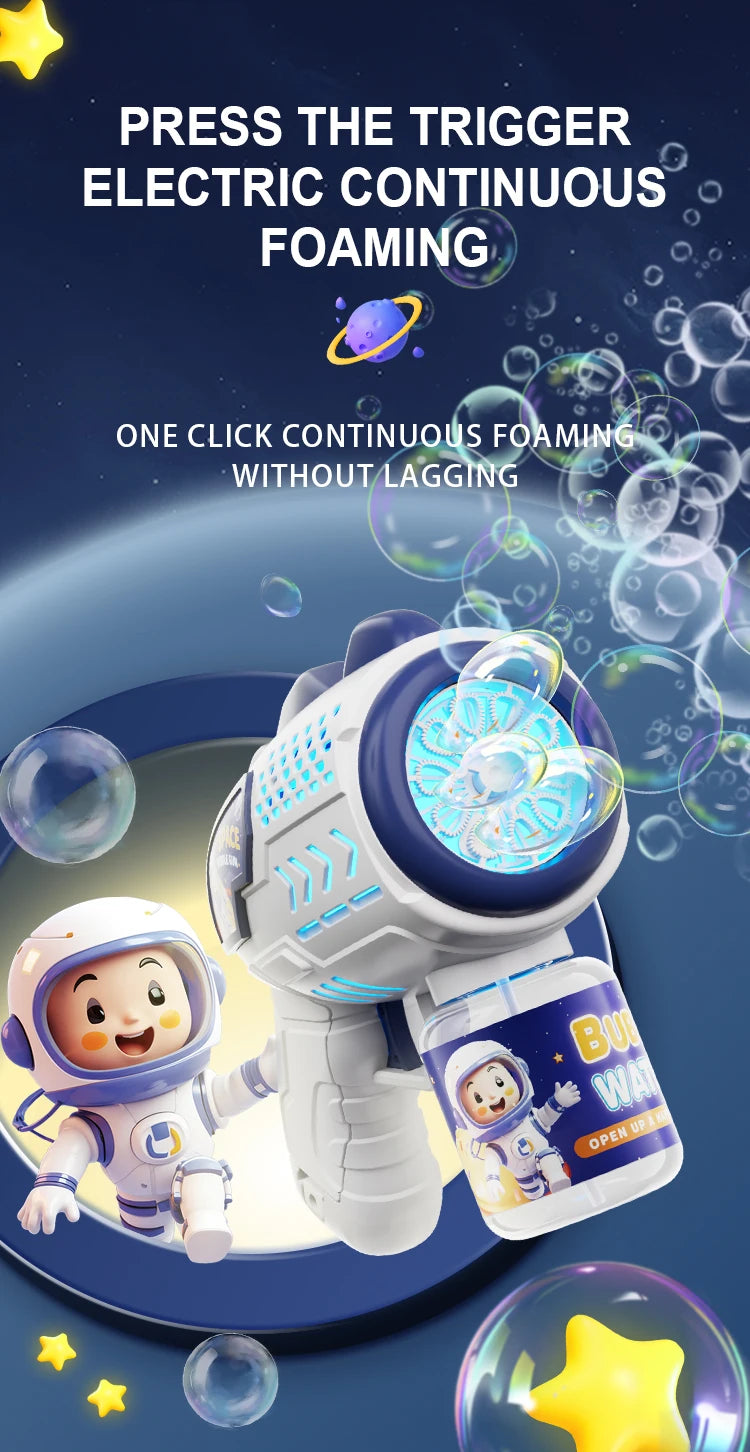 Astronaut Electric Bubble Gun Kids Toy Bubbles Machine Automatic Soap Blower with Light Summer Outdoor Party Games Children Gift