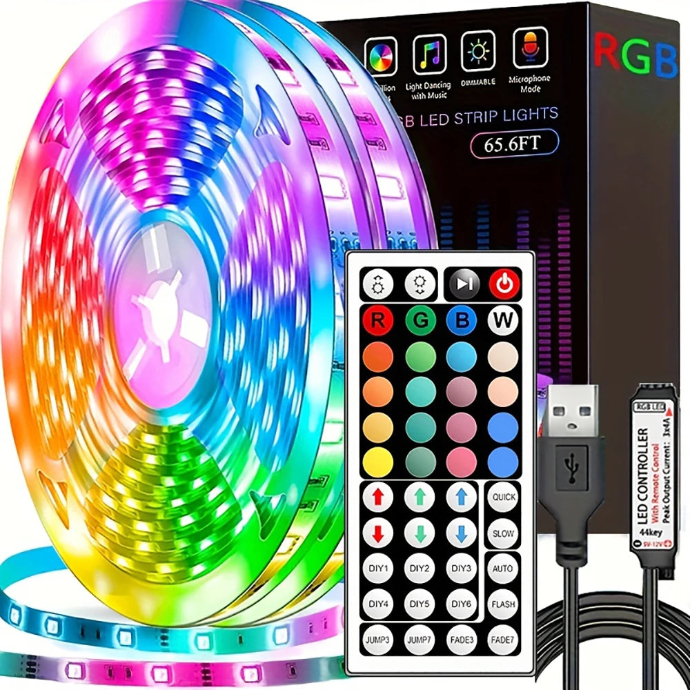 10m 20m Led Strip Lights with 44 Key Remote Control RGB Tape Led Wall Room for Home Bedroom Party Decor TV Backlight