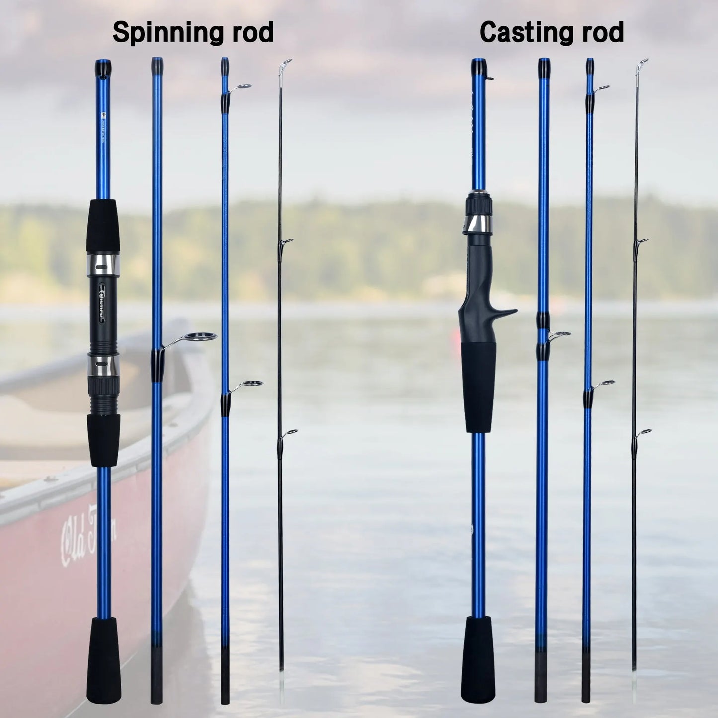 BIUTIFU Baitcasting Spinning Travel Carbon 4/5 Section Fishing Rods Casting Weight 5-20g Power Ultralight Lure Trout Mini Pole