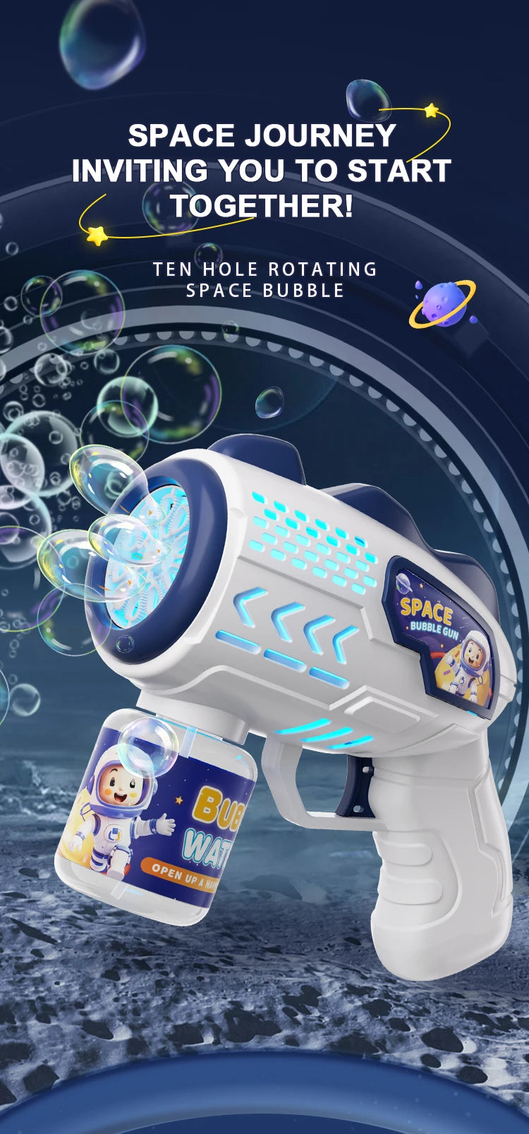 Astronaut Electric Bubble Gun Kids Toy Bubbles Machine Automatic Soap Blower with Light Summer Outdoor Party Games Children Gift