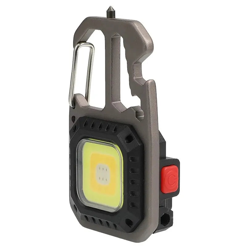 COB Keychain Work Light with Battery Display 8Mode Rechargeable High Lumens Portable LED Light for Camping Hiking Running