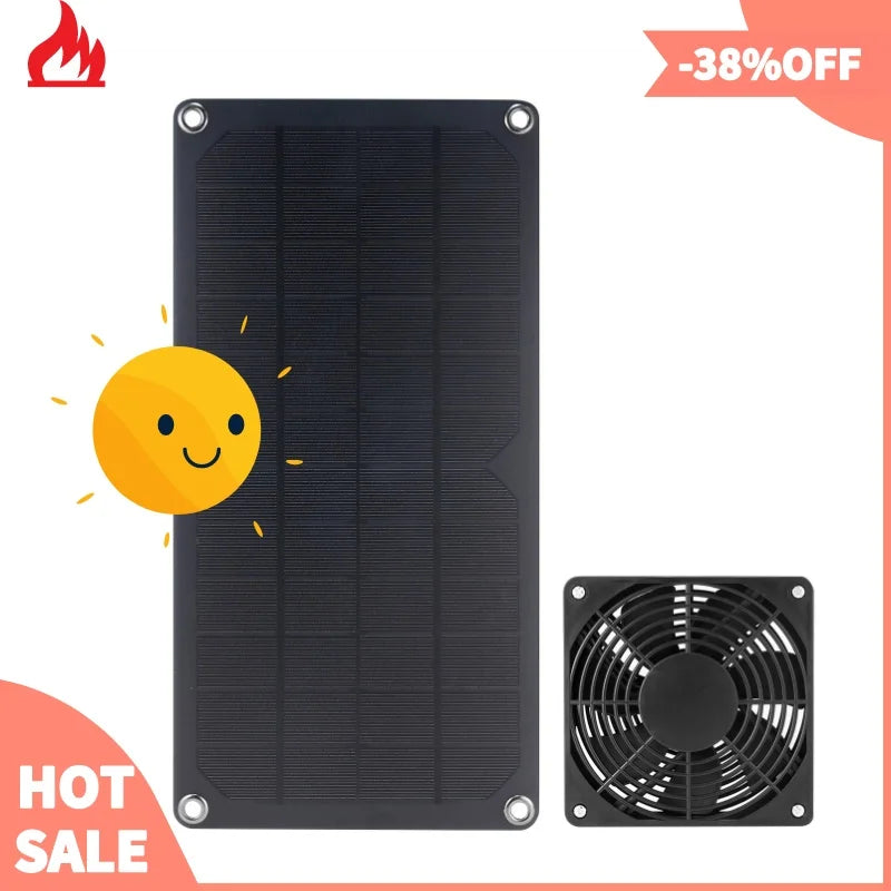 30W Monocrystalline Solar Panel DC5521 Output Charge 12V Battery PV Plate Pet Exhaust Fan Chicken Dog Cat Solar Air Flow Fan