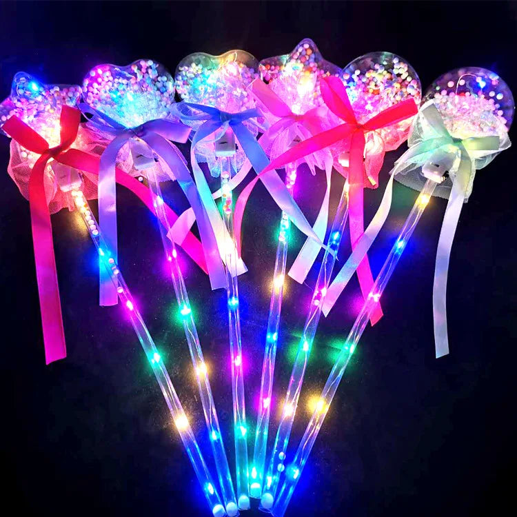 10PCS Fairy Stick Wave Ball Magic Stick Sparkling Ball Push Small Gift Children's Glow Toy Party Supplies Favors