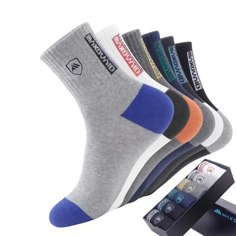 5 Pairs Men's Socks Mid-Calf Socks Warm Socks Long Sweat-Absorbing Breathable Socks Trendy Versatile Fall And Winter Sports Sock