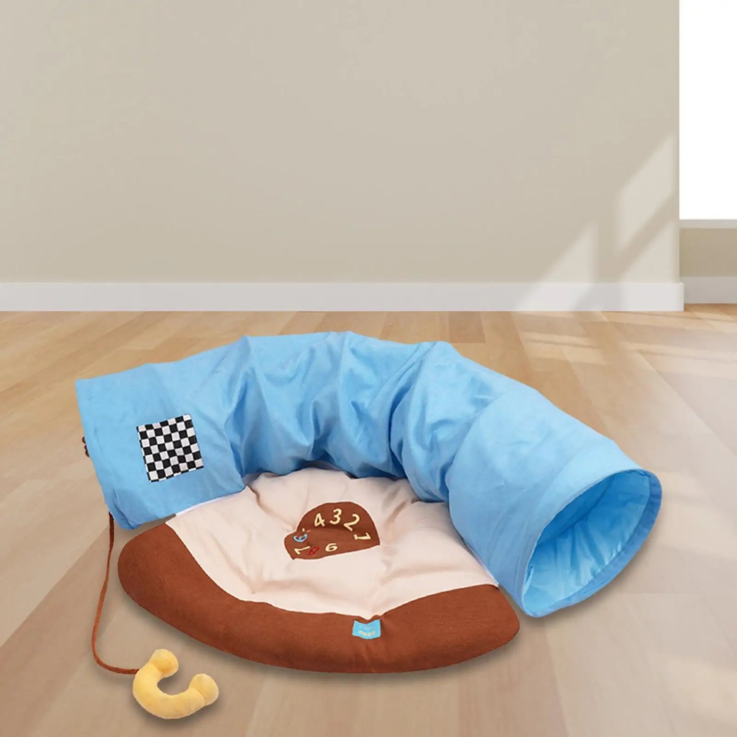 Cat Tunnel and Bed Toy Set Interactive Play Center Exercise with Removable Mat for Bunny Ferrets Indoor Outdoor Hamster