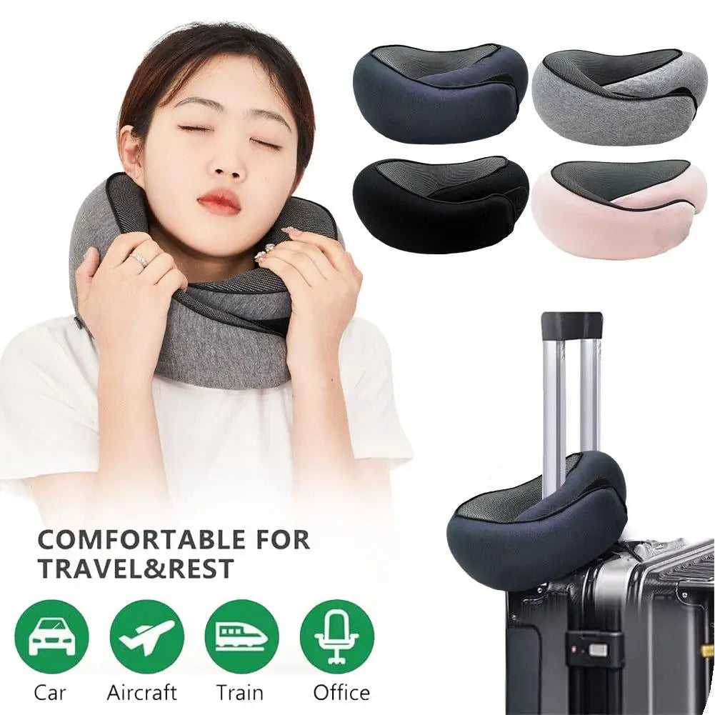 Adjustable U-Shaped Memory Foam Travel Neck Pillow for Car, Airplane, and Portable Headrest Support During Sleep