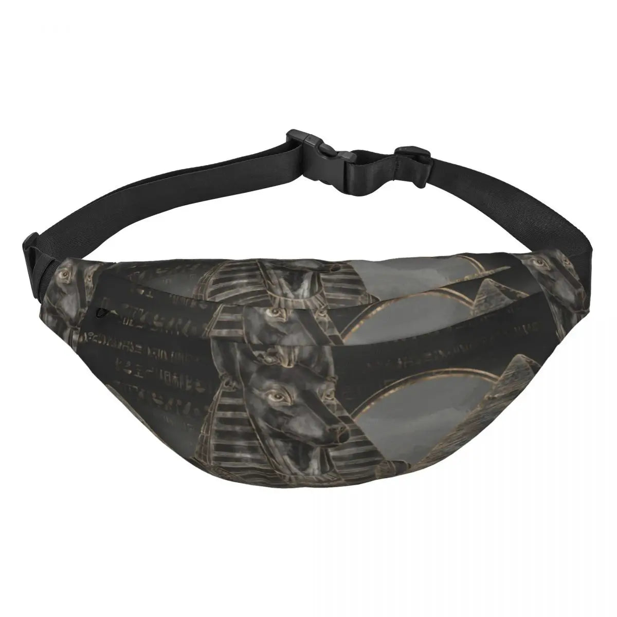 Ancient Gold Pharaoh Egypt King Tut Fanny Bag Custom Egyptian Hieroglyphic Sling Crossbody Waist Pack Hiking Phone Money Pouch