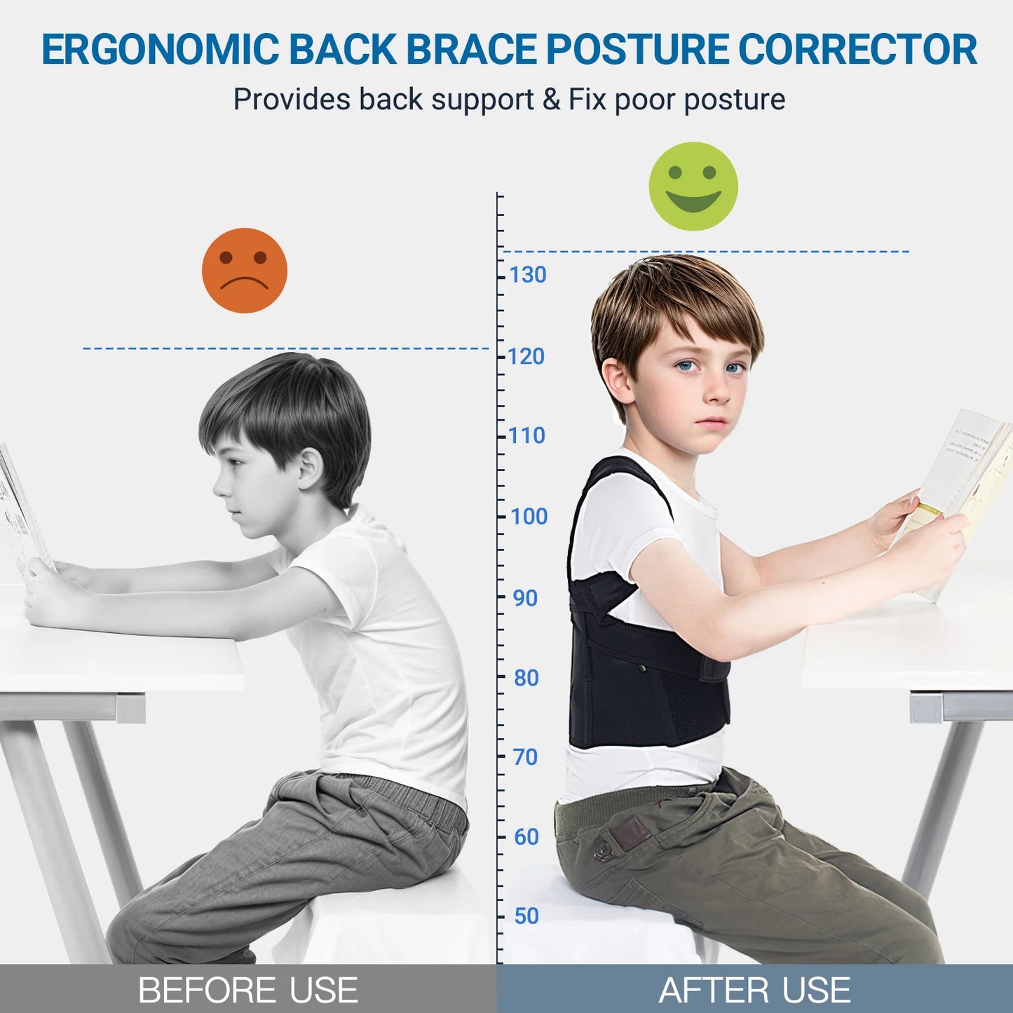 Babaka Child Posture Corrector Back Support Belt Comfortable Adjustable Back Brace Correct Hunchback Relieve Shoulder Back Pain