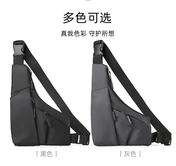 Anti Theft Close Fitting Chest Bag Men's Leisure Leather Film Triangle Bag Crossbody Card Wallet Sports Cycling Riding Sling Bag