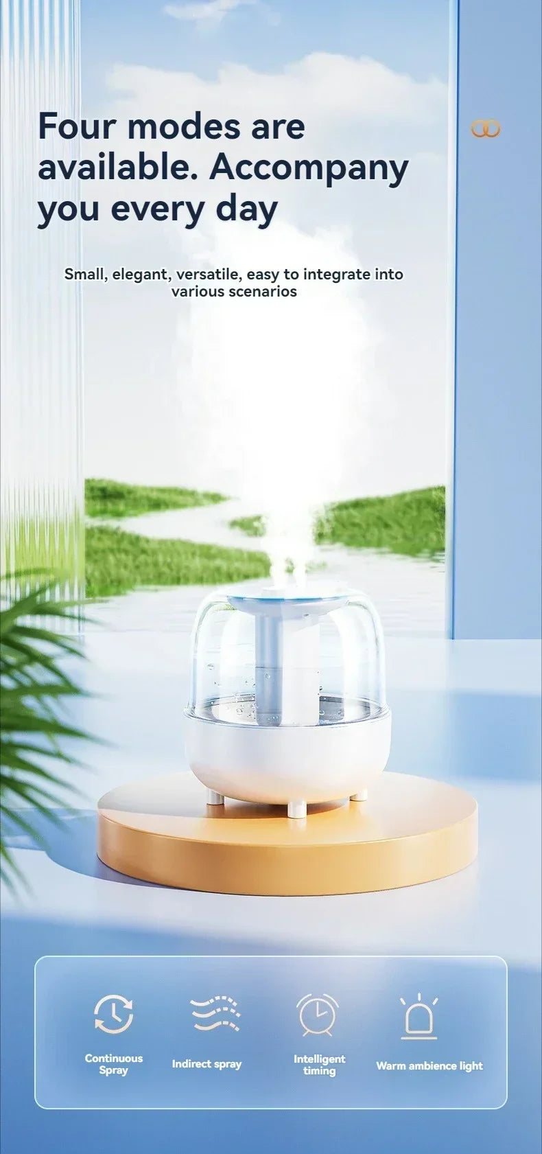 5L Large Capacity Spray Humidifier Night Light Hydrating and Hydrating Quiet Operation Triple Filter Water Can Add Essential Oil