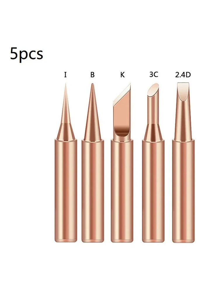 5PCS Copper Iron Tip I/B /K/2.4D/3C Set 900M-T Welding Tip Head Tools Inside Hot Bare Copper Electric Soldering Iron Tools