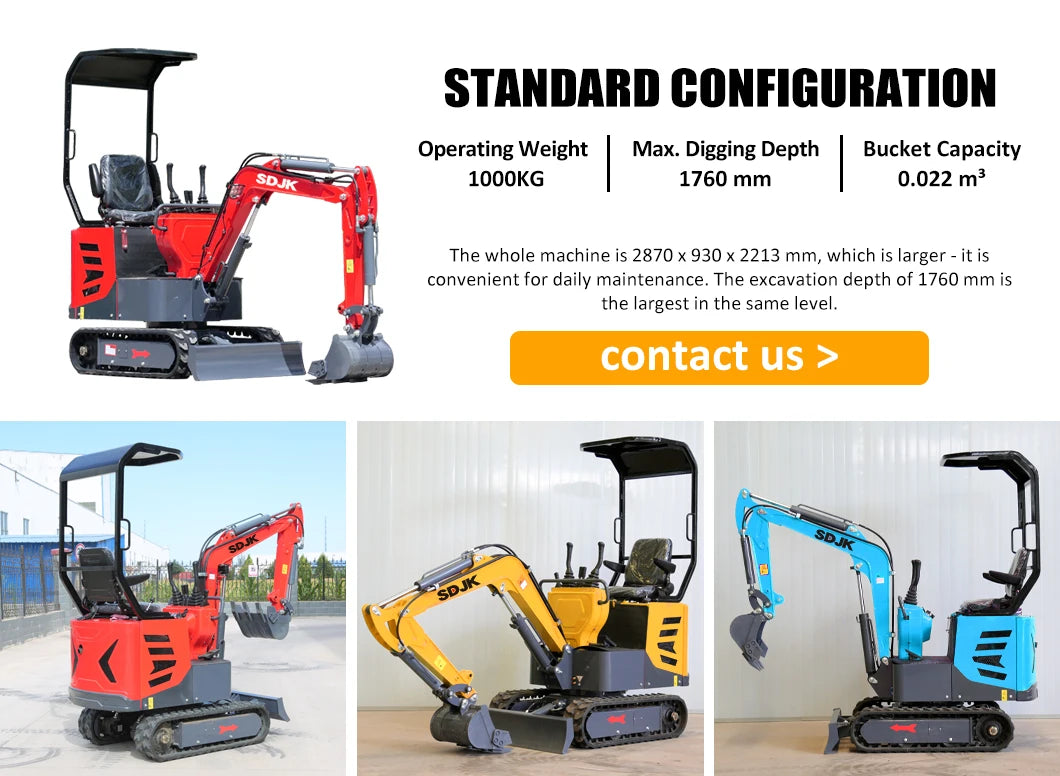 Agricultural orchard Mini Excavator 1000kg With Swing Boom 1T 2 ton Price EPA/EURO 5 Mini Digger Factory Customization For Sale