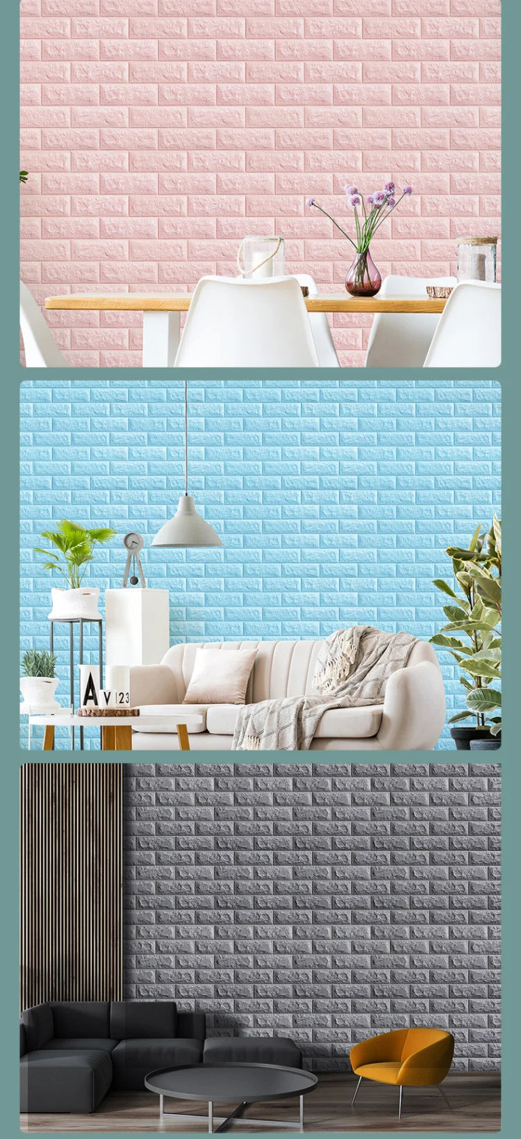 70cm*100cm 3D Brick Pattern Wall Panels Wallpaper DIY Waterproof for Living Room Bedroom Kitchen Background Wall stickers Decor