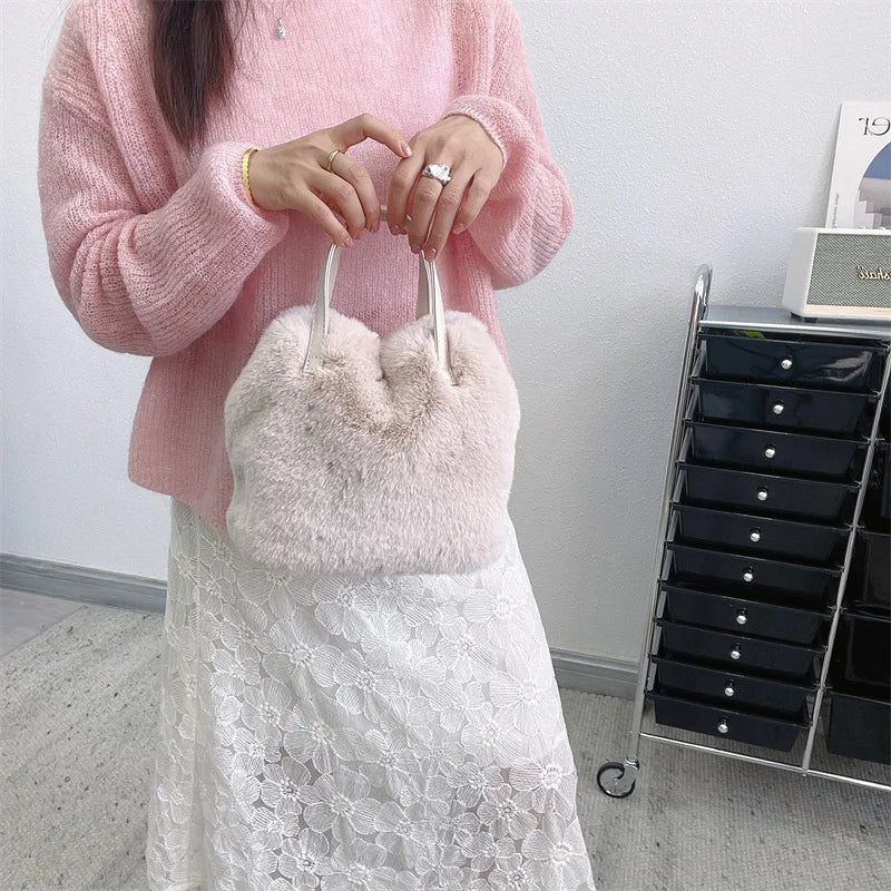 2023 NEW Womens Bag Trend Crossbody Bags Luxury Designer Plush Faux Fur Shopper Female Handbag Furry Shoulder Tote Cute Purses