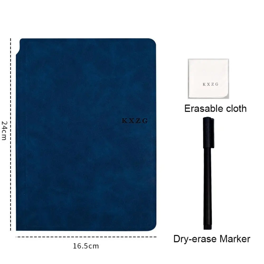 A5 Reusable Whiteboard Notebook Set With Whiteboard Pen Erasing Cloth Leather Memo Pad Weekly Planner Portable Stylish Office