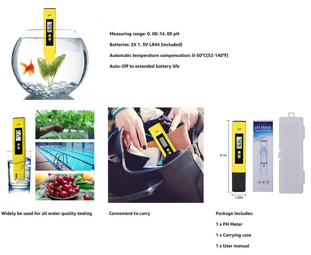 2pcs TDS PH Meter Digital Water Tester 0.01ph High Accuracy PH Meter 0-9990ppm Temperature TEMP PPM Tester