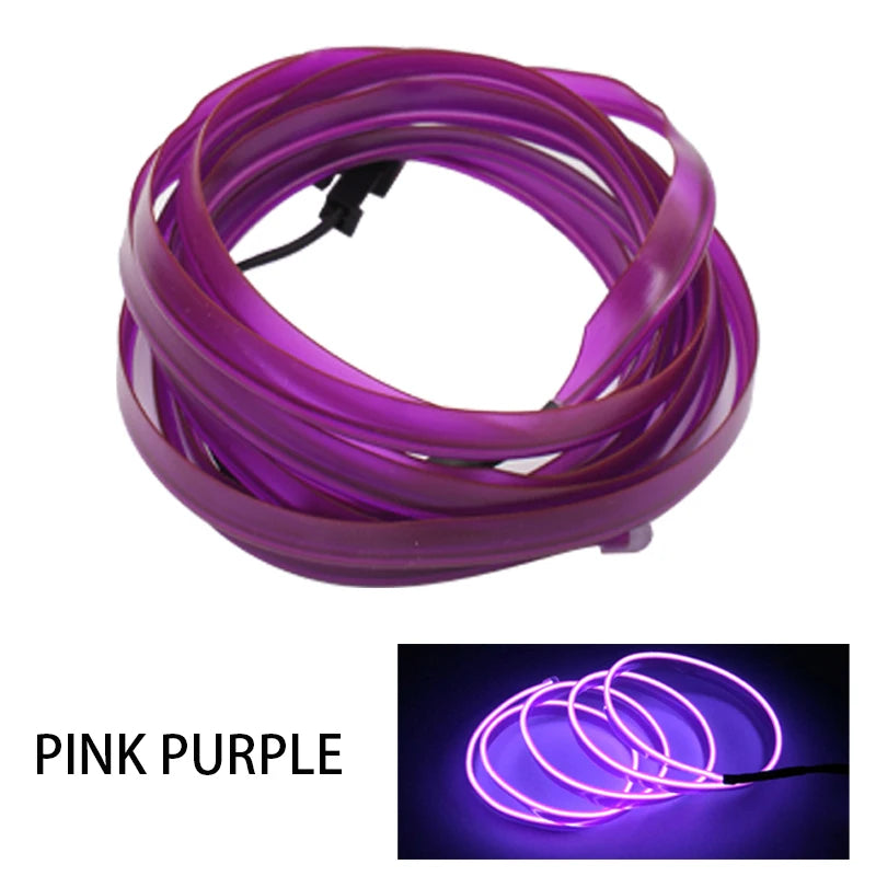 5M purple Car light DIY Car Interior Lighting Flexible Neon With Cigarette usb Drive controller car accessories Car LED 12V