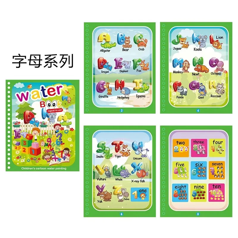 Children Early Education Toys Magical Book with Pen Water  Reusable Coloring Book Magic Drawing Book Drawing Montessori Toys Gif