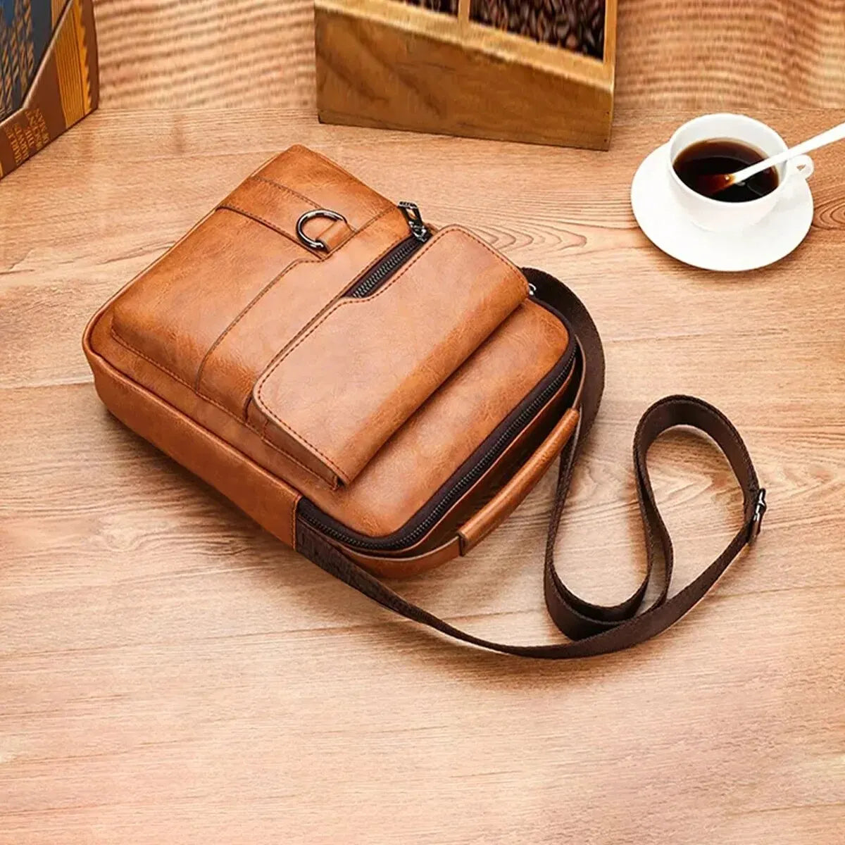 2024 Summer New Vintage Men Crossbody Bag Leather Shoulder Bag For Men Handbags Brown Black Business Messenger Bag Male Flap