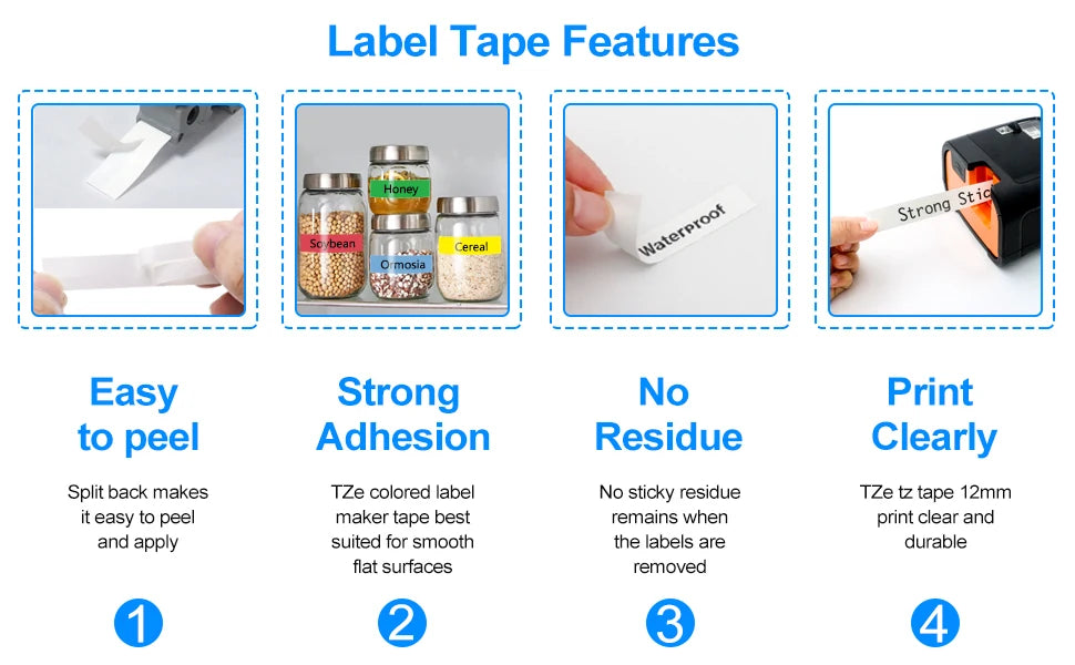 6/9/12mm 231 TZ-White-Label Tape TZe 231 221 211 Laminated Tape 631 531 Label Ribbon Compatible for Brother PT-H110 Label Maker