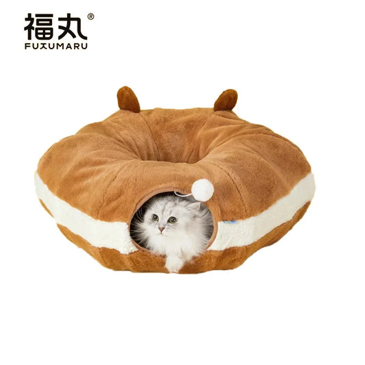 Creative Cat Nest Donut Winter Warm Closed Tunnel Cat All Year Round Foldable