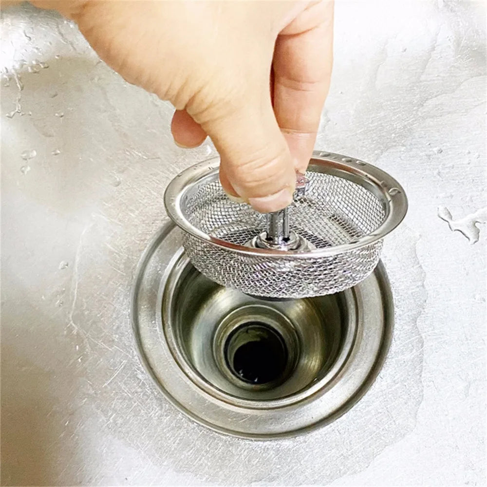 1PCS Kitchen Sink Filter Stainless Steel Mesh Sink Strainer Filter Bathroom Sink Strainer Drain Hole Filter Trap Waste Screen