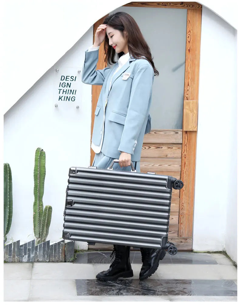 20inch 22inch 24inch 26inch Large Capacity Luggage Aluminum Frame Reinforced Anti-Collision Trolley Case Password Box Casual Suitcase Silent Wheel