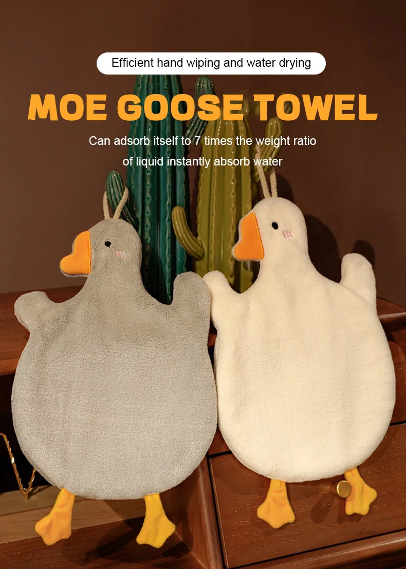 Cartoon Goose Hand Towel Kitchen Bathroom and Toilet Hand Towel Hanging Type with Super Water Absorption Quick Drying It Is Hard