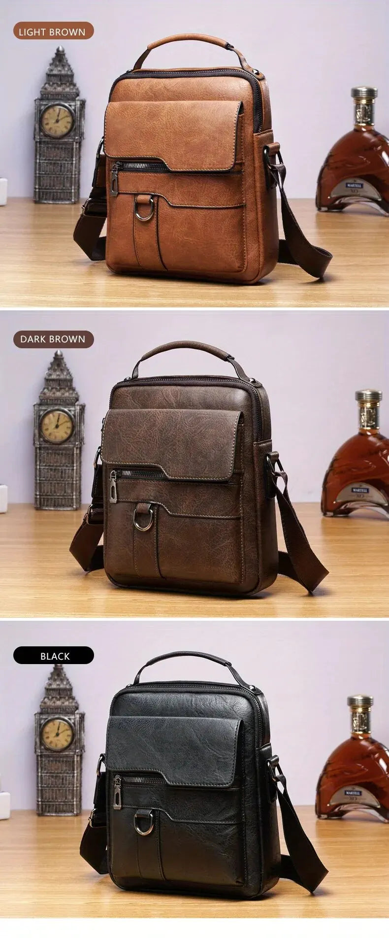 Brand Men Shoulder Bag for 9.7" iPad Men PU Leather Flaps Men's Crossbody Bags Business Flap Male Solid Messenger Bag Travel Bag