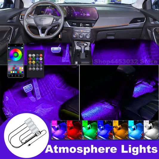 Car Foot Ambient Light RGB Led Lamp Usb For Chevrolet Avalanche 1500 Camaro Cruze Cobalt Wireless Remote APP Control Accessories