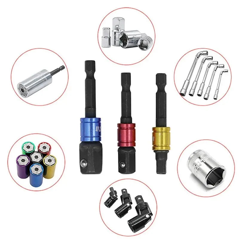 Bending Screwdriver Joint Black Hexagonal Handle Conversion Connect Rod 1/2 Square Head 3/8 Sleeve 1/4 Electric Tool Accessorie