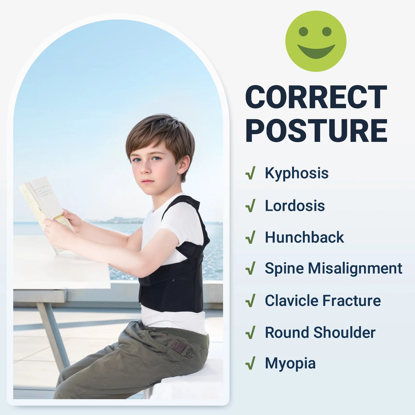 Babaka Child Posture Corrector Back Support Belt Comfortable Adjustable Back Brace Correct Hunchback Relieve Shoulder Back Pain