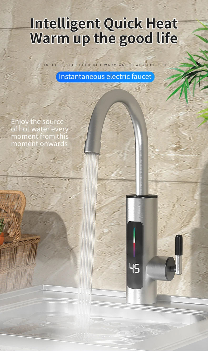 3000W 220V Electric Kitchen Water Heater Tap Instant Hot stainless steel Water Faucet Heater Cold Heating Faucet