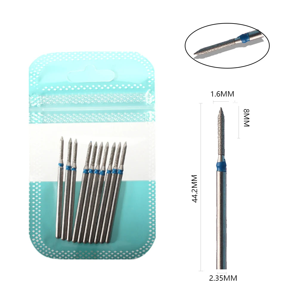 10pcs Diamond Milling Cutter Nail Drill Bits Set For Manicure Accessory Pedicure Eletric Machine Nail Bit Brush Burr Tools