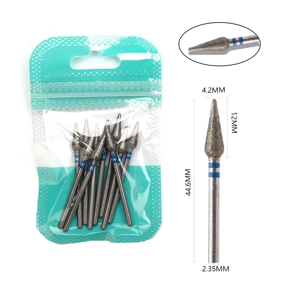 10pcs Diamond Milling Cutter Nail Drill Bits Set For Manicure Accessory Pedicure Eletric Machine Nail Bit Brush Burr Tools