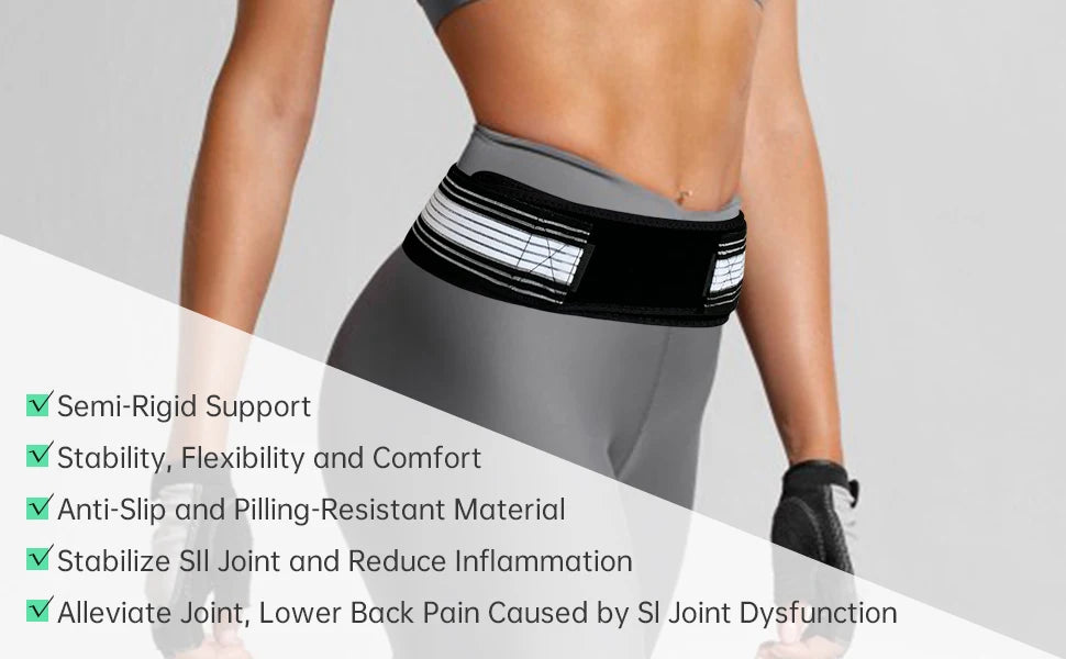 BraceTop 1 PCS Sacroiliac Hip Belt Adjustable Hip Support Belt Non-Slip Pelvic Support Belt Breathable Tailbone Protector Belt