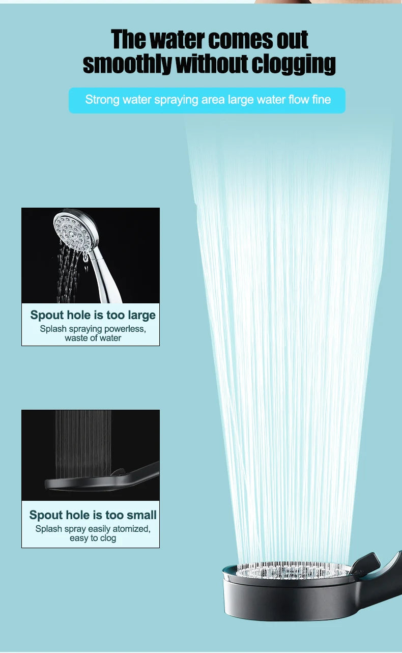 5 Modes Adjustable Rain Drenching Mode Black Bath Shower Head Head Water Saving High Pressure Showerhead Bathroom Accessories