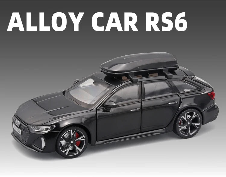 1:32 RS6 Model Car, Black Edition: Customized for Kids Realistic Simulation, Diecast Metal, Perfect Gift for Boys