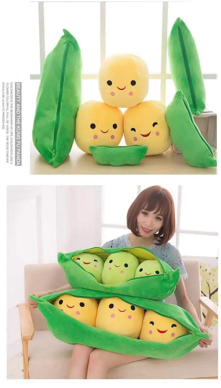 25CM Cute Children's Baby Plush Peas Filled Plant Doll Toy Children Kawaii Quality Pea-shaped Pillow Toy Boy Girl Gift